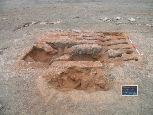 La fornace romana in corso di scavo