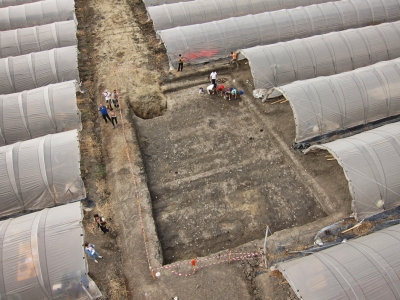 L'area di scavo fotografata da un drone