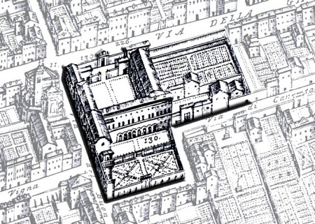 Palazzo Costabili come appare in una Pianta del Bolzoni (1747)