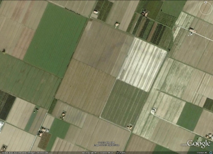 Territorio centuriato tra Modena e Bologna: immagine di Google Map