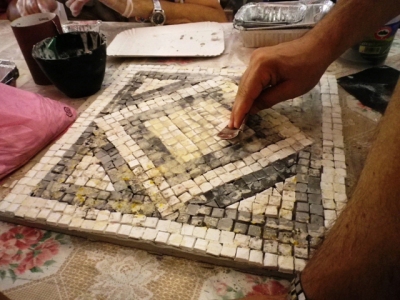 Ferrara - Uno dei mosaici creati dai disabili del centro "Il Convento" in esposizione al Museo Archeologico Nazionale